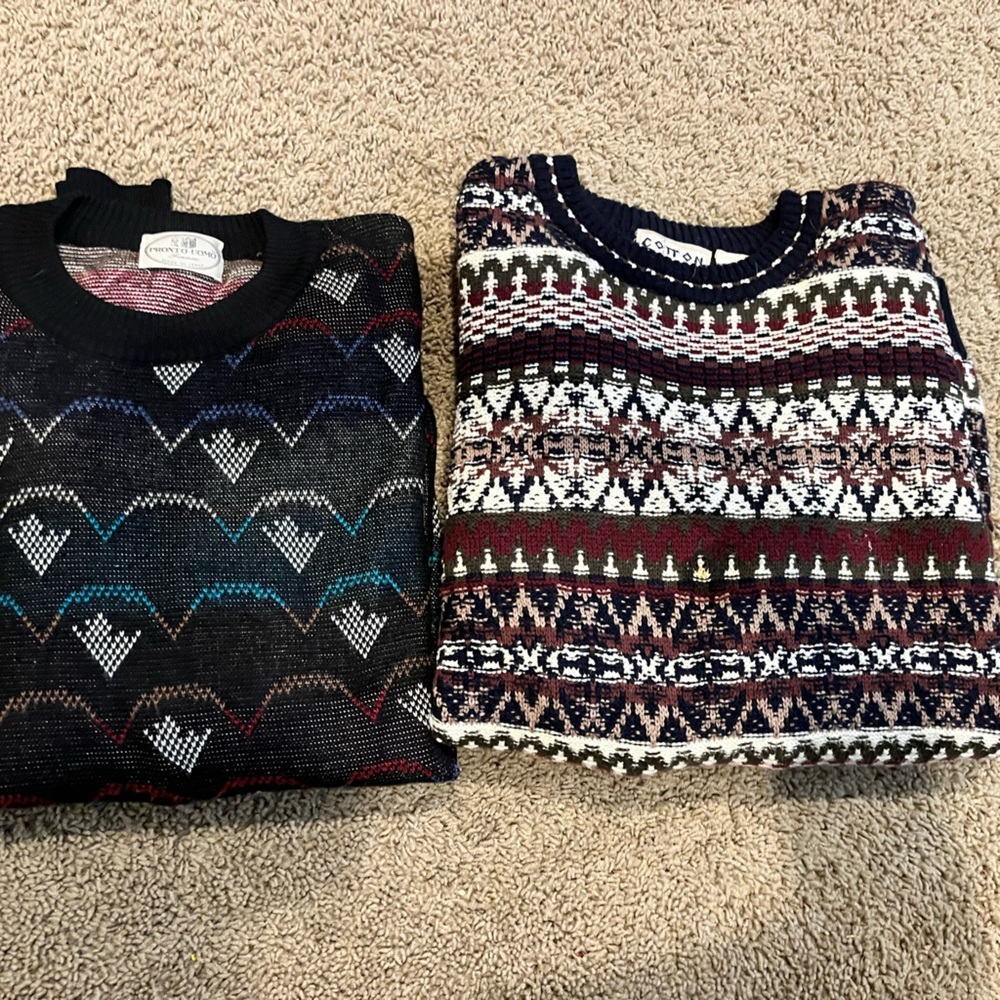 Men’s Vintage Sweaters. Sizes Large and XL.